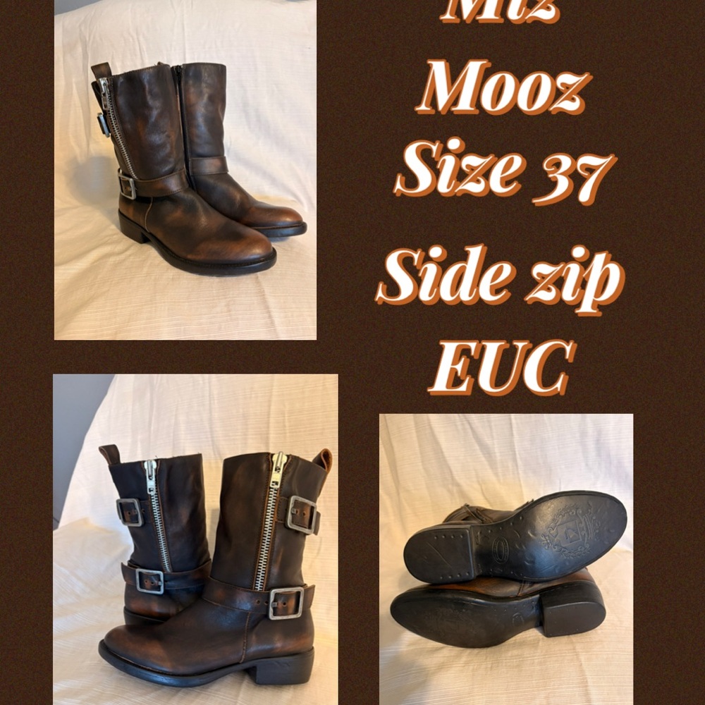 Miz Mooz Dark Brown Leather Boots with Buckles